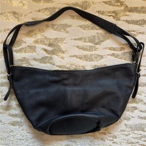 Anthropologie Black Leather Hobo Bag